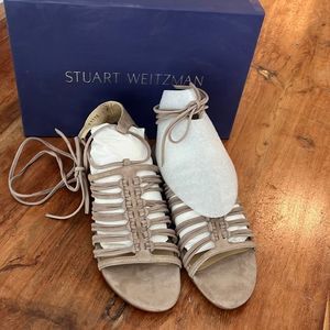Stuart Weitzman Brown Suede Strappy Sandals, Size 7